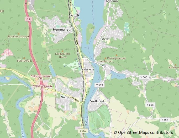 Kartbild över bland annat Kvissleby i Sundsvall. Källa: openstreetmap.org