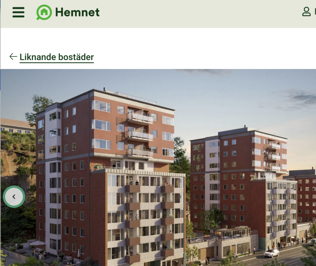 Objekt på husets adress ute till försäljning. Skärmdump Hemnet