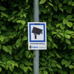 Varningsskylt för polisens övervakningskamera. Foto: Trygve Finkelsen/Mostphotos