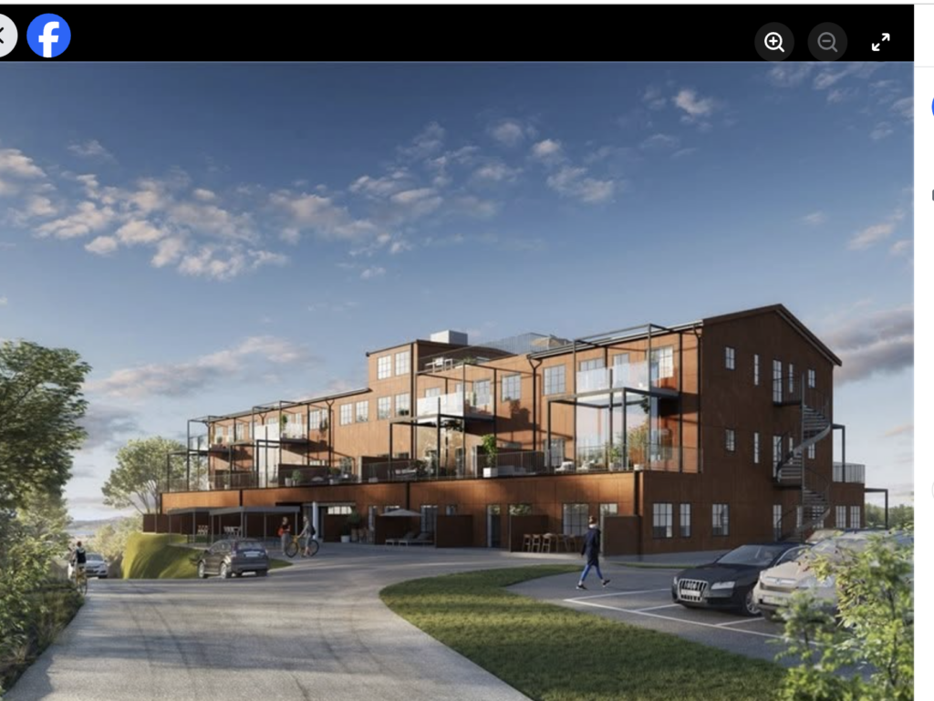 Skärmdump av Fastighetsbyrån Tjörns Facebook-sida, visionsbild publicerad i samband med projektets säljstart 2020
