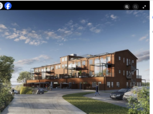 Skärmdump av Fastighetsbyrån Tjörns Facebook-sida, visionsbild publicerad i samband med projektets säljstart 2020